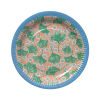 Leaves & Flower Print Set of 8 Paper Plates By Rice DK